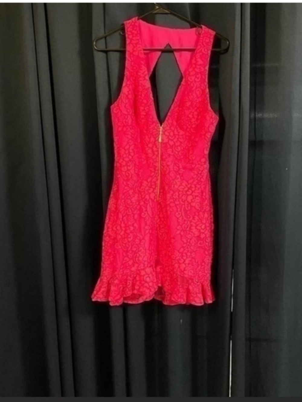 NBD x NAVEN  Pink Lace Cut out Ruffle Hem Dress size 6